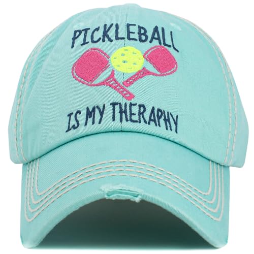 Turquoise Pickleball Therapy Vintage Patch Hat