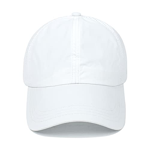 White Criss Cross Ponytail Baseball Cap for Women