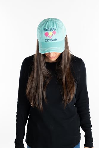 Turquoise Pickleball Therapy Vintage Patch Hat