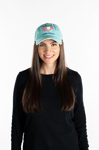 Turquoise Pickleball Therapy Vintage Patch Hat