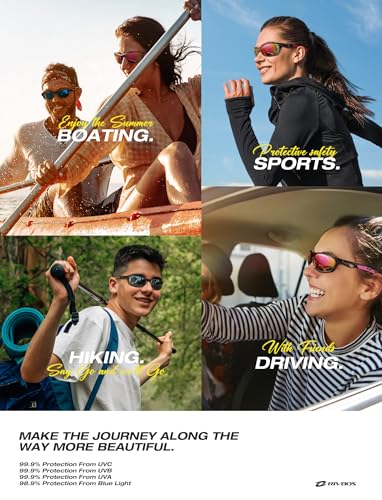 RIVBOS Women's Polarized Pickleball Sunglasses in Black & Pink