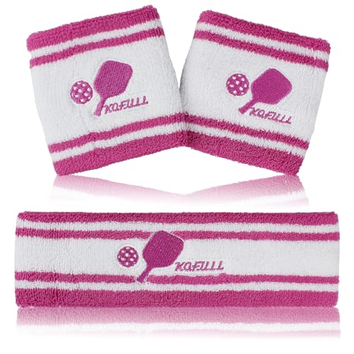 KOFULL Pickleball Sweatbands and Headbands Set, Pink