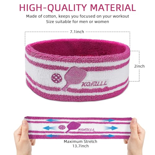 KOFULL Pickleball Sweatbands and Headbands Set, Pink