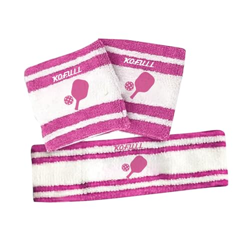 KOFULL Pickleball Sweatbands and Headbands Set, Pink