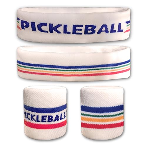 Retro Pickleball Headbands & Wristband Set: Perfect Gift