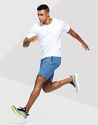 Men's Lightweight Gym Shorts with Zipper Pockets (Blue)