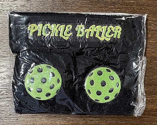 Black Pickleball Headband and Wristband Sweatbands for Pickleballer