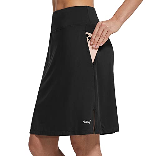 Women's Black Knee Length Pickleball Skort with Pockets
