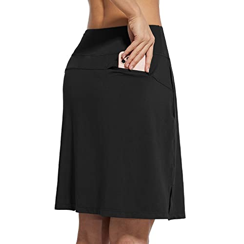 Women's Black Knee Length Pickleball Skort with Pockets