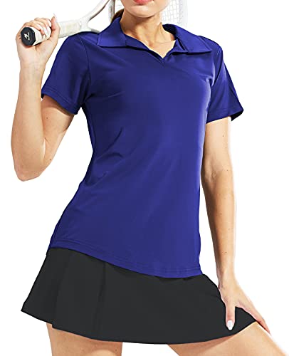 MIER Women's Pickleball Polo Shirt, V-Neck, Navy, XL