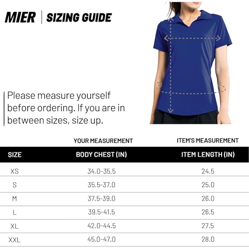 MIER Women's Pickleball Polo Shirt, V-Neck, Navy, XL