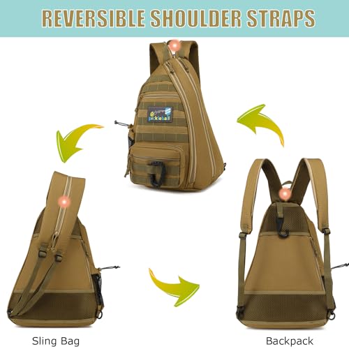Brown Pickleball Backpack with Adjustable Sling Bag
