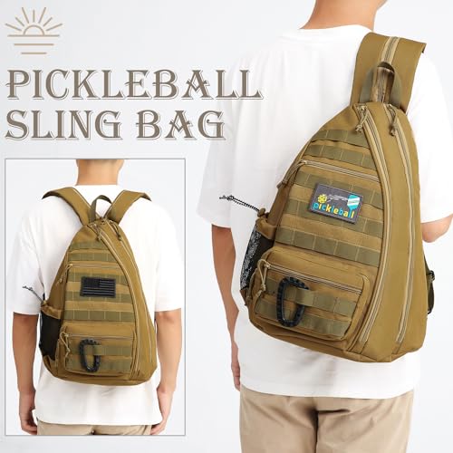 Brown Pickleball Backpack with Adjustable Sling Bag