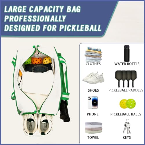 Green Pickleball Bag with Shoe Compartment - Unisex