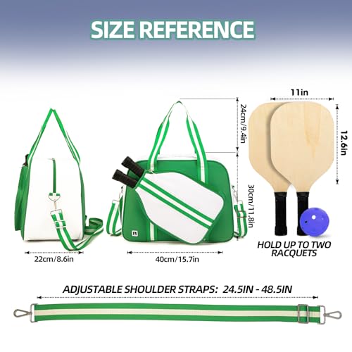 Green Pickleball Bag with Shoe Compartment - Unisex