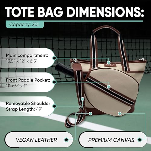 Luxury Women's Pickleball Tote Bag in Stylish Brown