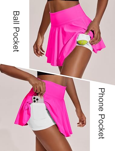 PINSPARK Women's High Waist Solid Pickleball Skirt