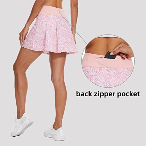 Crystal Pink Tennis Skirt with Tummy Control for Women