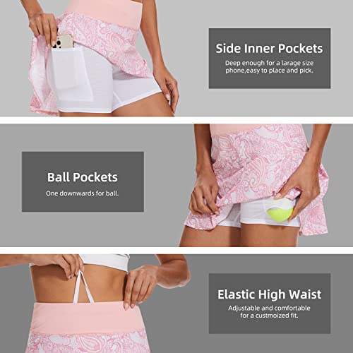 Crystal Pink Tennis Skirt with Tummy Control for Women