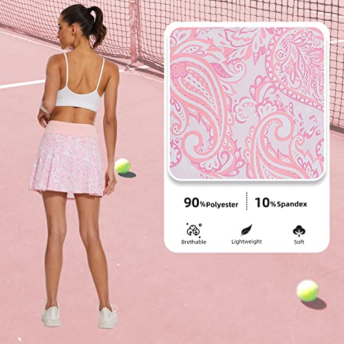 Crystal Pink Tennis Skirt with Tummy Control for Women