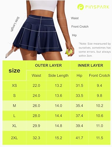 PINSPARK Women's High Waist Pleated Tennis Skirt