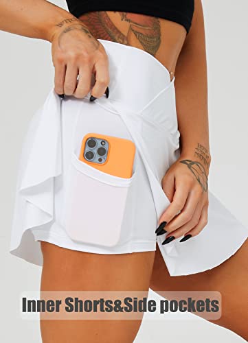 Navneet Women High Waisted Tennis Skort, White, M