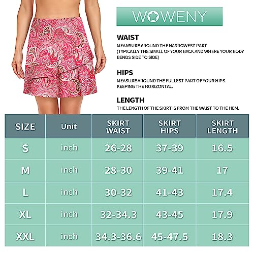 WOWENY Women's Ruffle Skort for Pickleball (Pink Floral)