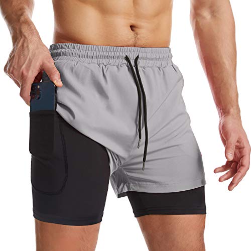 Surenow Men's 2-in-1 Quick Dry Pickleball Shorts