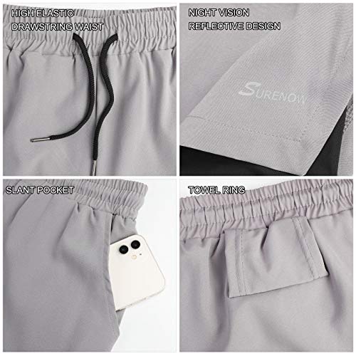 Surenow Men's 2-in-1 Quick Dry Pickleball Shorts