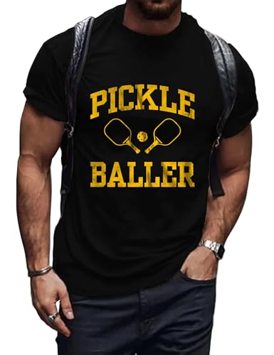 Men's Pickleball Player Sports Tee Top Black Color