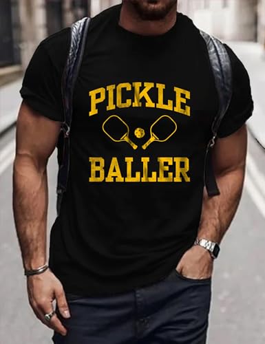 Men's Pickleball Player Sports Tee Top Black Color