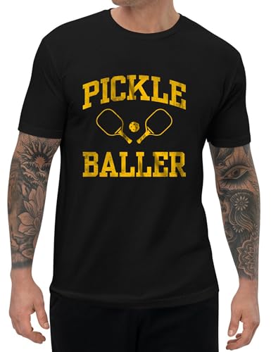 Men's Pickleball Player Sports Tee Top Black Color