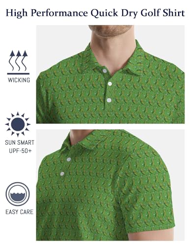 Men's Funny Pickle Print Polo Pickleball Shirts