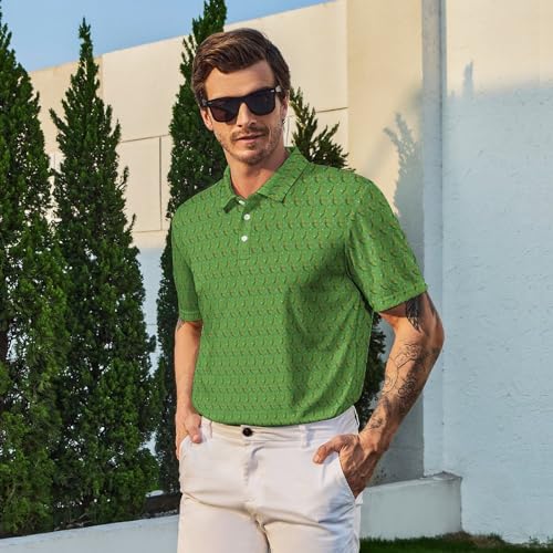 Men's Funny Pickle Print Polo Pickleball Shirts