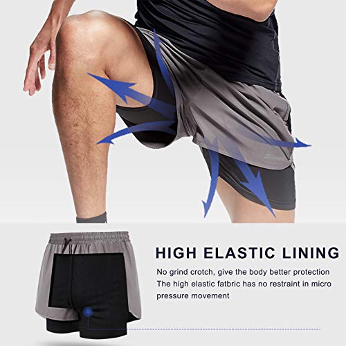 Surenow Men's 2-in-1 Quick Dry Pickleball Shorts