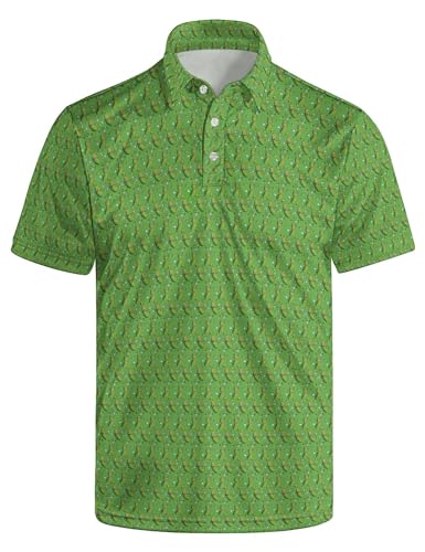 Men's Funny Pickle Print Polo Pickleball Shirts