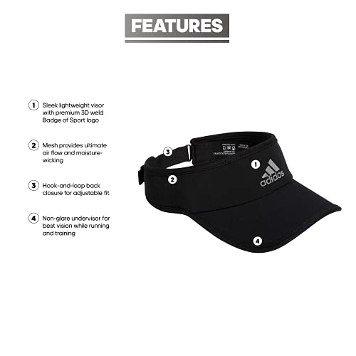 adidas Men's Superlite Sport Performance Visor, Black/Silver