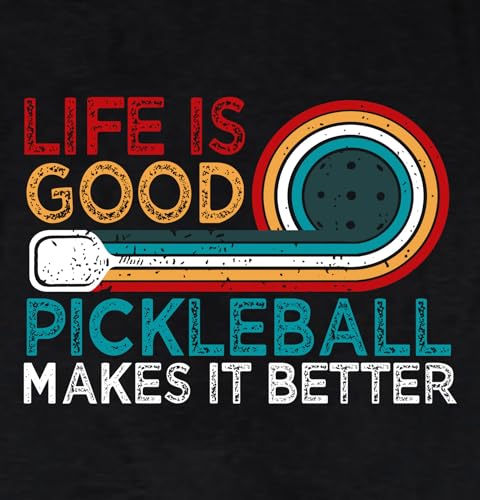 Women's Pickleball Graphic T-Shirt - Funny Design (Black, Medium)