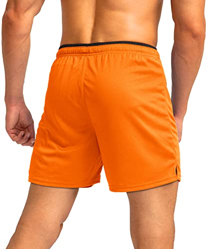 Men's Quick Dry Gym Shorts for Pickleball (Orange, Large)