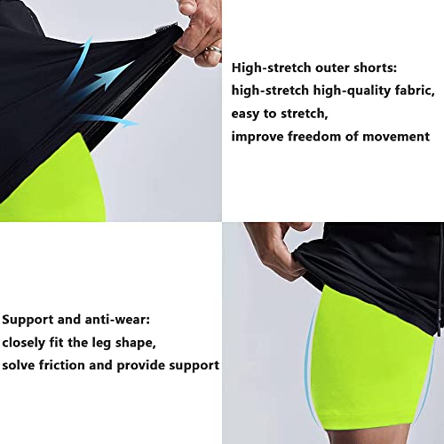 Green Large 2 in 1 Shorts for Men