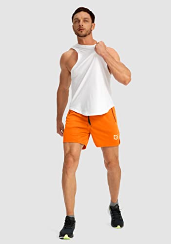 Men's Quick Dry Gym Shorts for Pickleball (Orange, Large)
