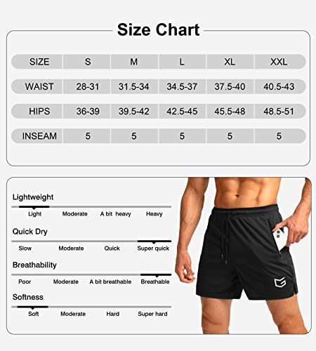 Men's Quick Dry Gym Shorts for Pickleball (Orange, Large)