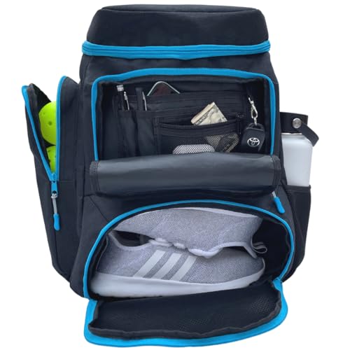 Unisex Pickleball Backpack - Holds 2-4 Paddles, Shoes, Water