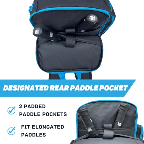 Unisex Pickleball Backpack - Holds 2-4 Paddles, Shoes, Water