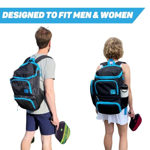 Unisex Pickleball Backpack - Holds 2-4 Paddles, Shoes, Water