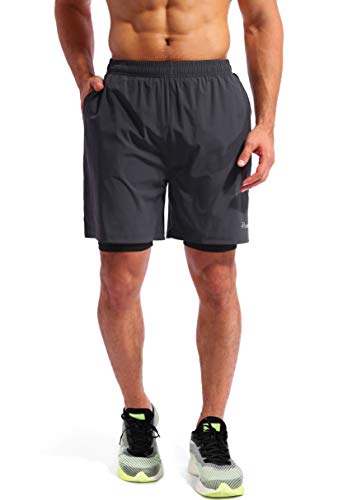Pudolla Men's 2-in-1 Running Shorts with Phone Pockets