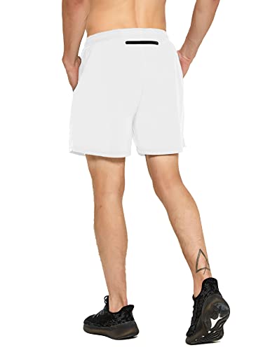 Men's Quick Dry Tennis Shorts with Pockets, White