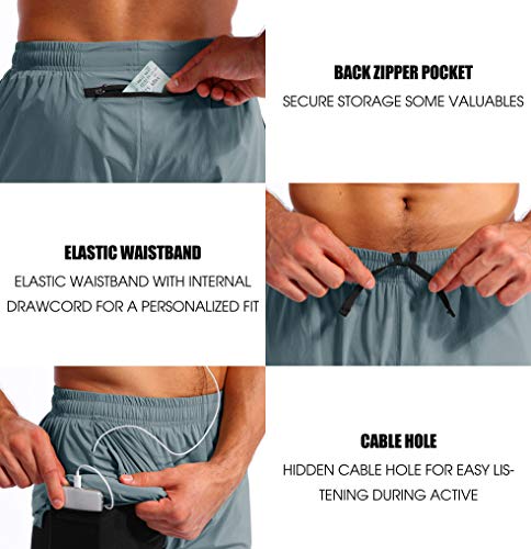 Men's Arona Blue 2-in-1 Running/Gym Shorts with Phone Pockets