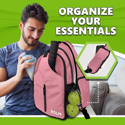 BSLN Pickleball Crossbody Sports Backpack for Women and Men