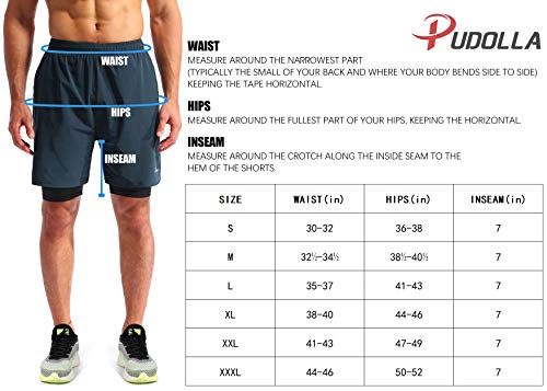 Pudolla Men's 2-in-1 Running Shorts with Phone Pockets
